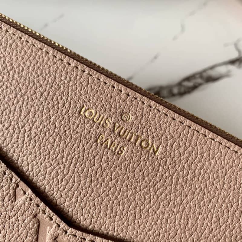 Louis Vuitton Pochette Melanie MM Monogram Empreinte Replica Clutch Apricot M68705