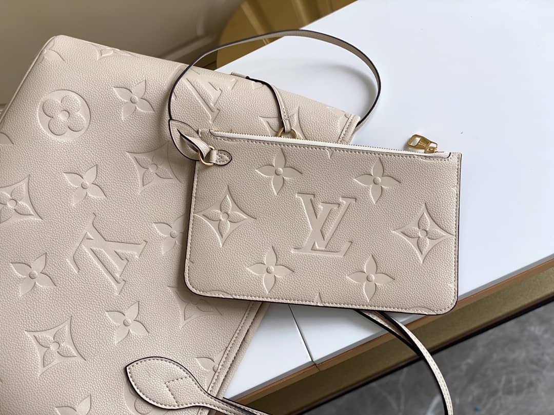 Louis Vuitton Monogram Empreinte Neverfull MM White M45684 Replica Tote