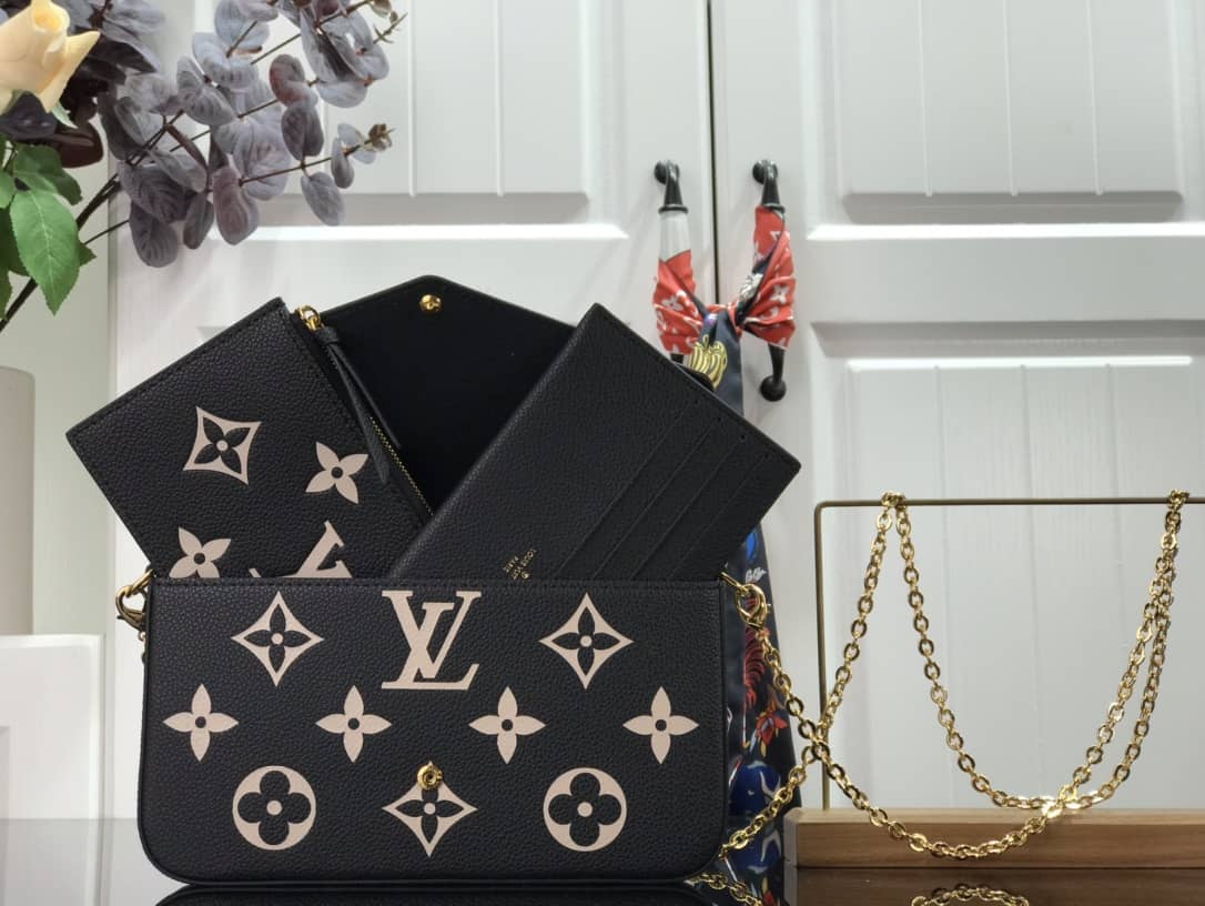 Louis Vuitton Bicolor Monogram Empreinte Replica Pochette Felice Black M69977