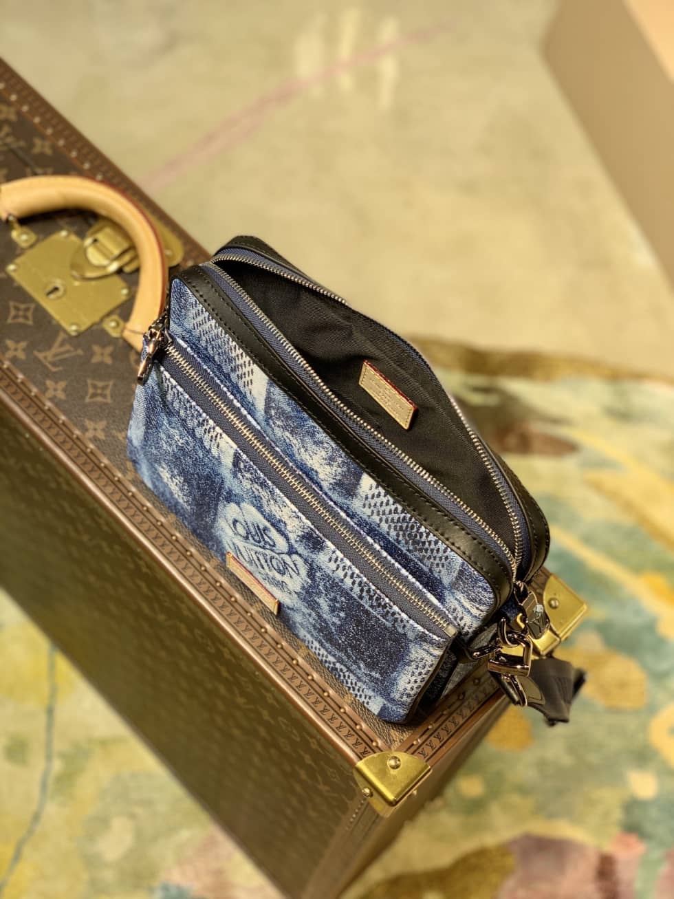 Louis Vuitton Trio Damier Salt Stone Blue N50068 Replica Messenger Bag