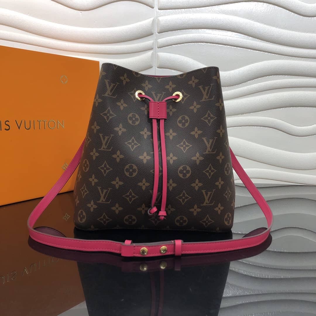 Louis Vuitton Neonoe Replica Bucket Bag Brown Pink Red M44020
