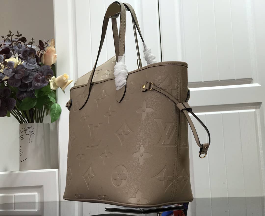 Louis Vuitton Neverfull MM Monogram Empreinte Tourterelle Bag Replica Gray M45686