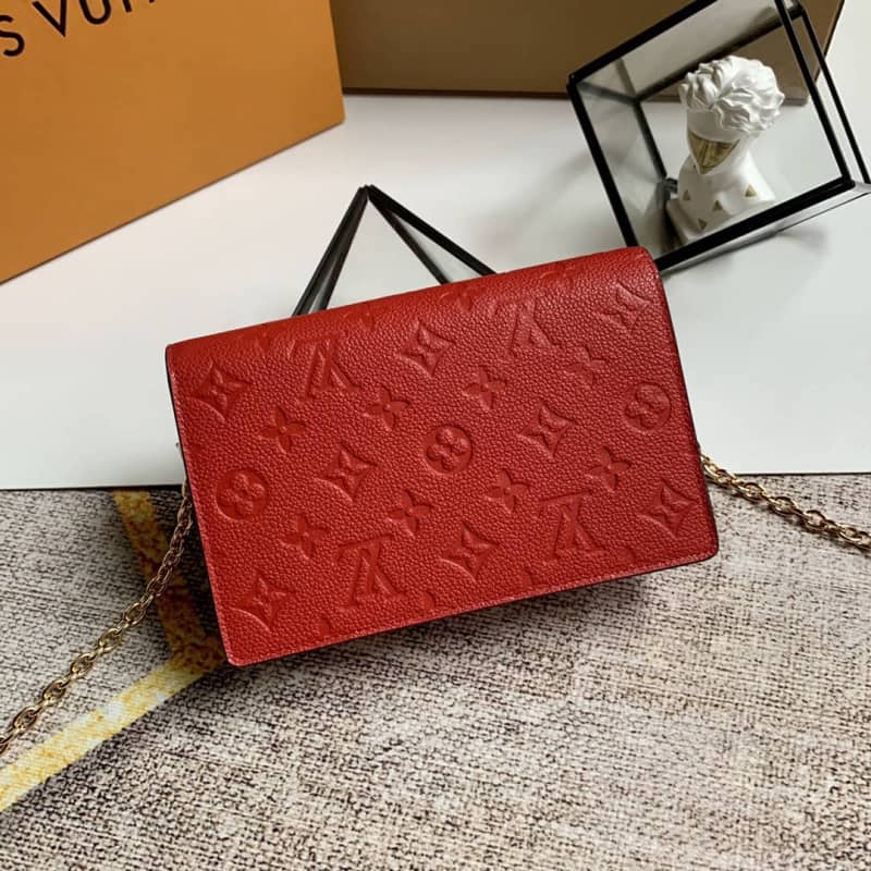 Louis Vuitton Monogram Empreinte Vavin Chain Long Wallet Replica Red M67839