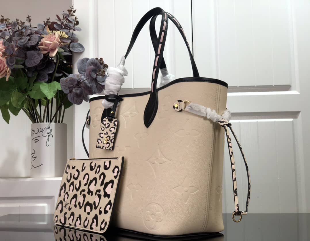 Louis Vuitton Neverfull Dupe MM Monogram Empreinte Medium Bag Replica Beige M45856