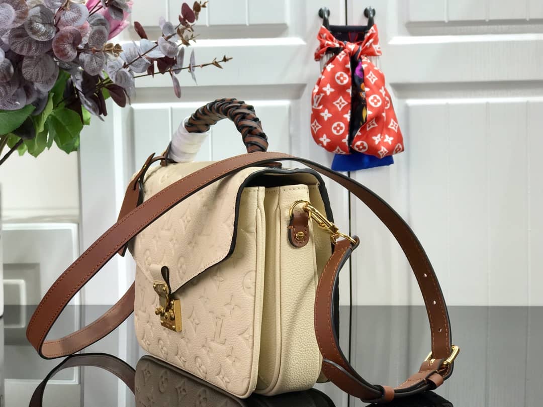 Louis Vuitton Pochette Metis Braided Monogram Empreinte Replica Beige M43942
