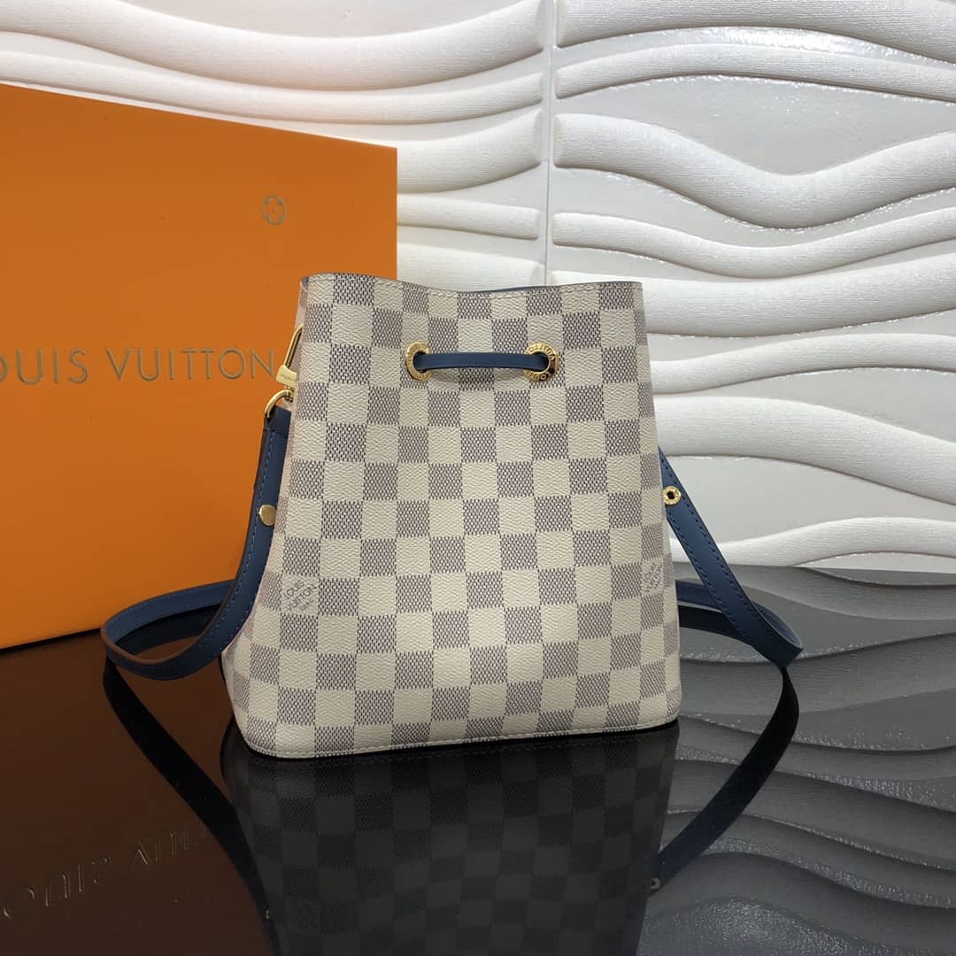 Louis Vuitton Noe Monogram Canvas Replica Bucket Bag Beige Blue