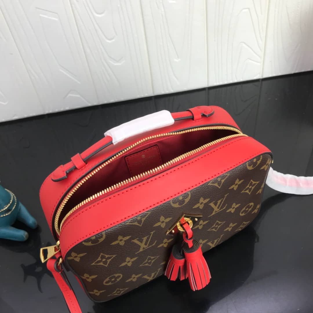 Louis Vuitton Canvas Saintonge Replica Camera Bag Red M43555