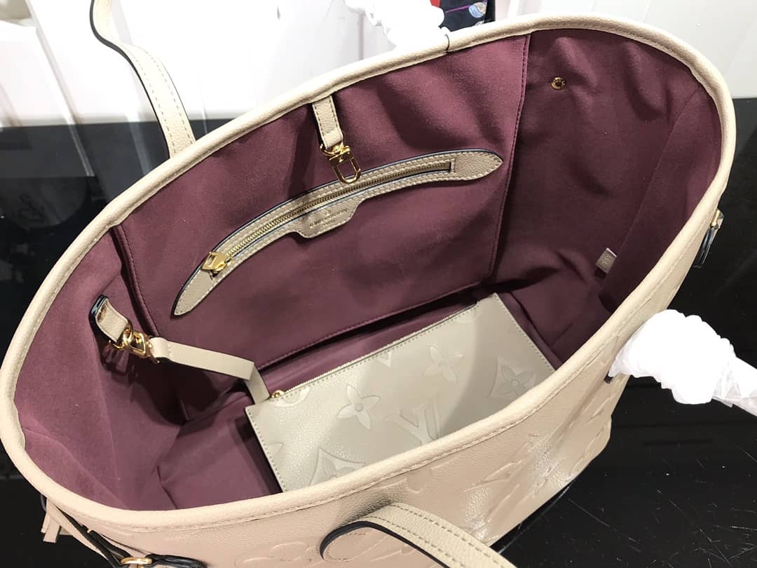 Louis Vuitton Neverfull MM Monogram Empreinte Tourterelle Bag Replica Gray M45686