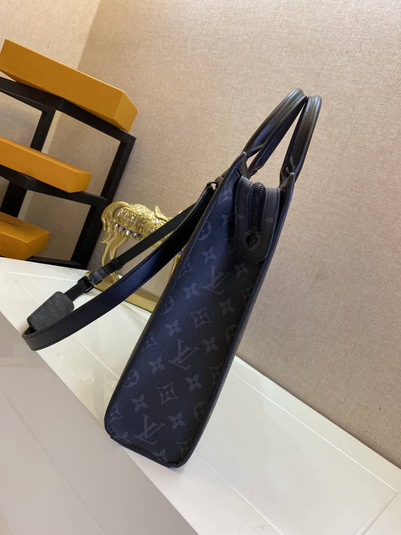 Louis Vuitton Monogram Eclipse Sac Plat Horizontal Zippe Bag Replica M45265