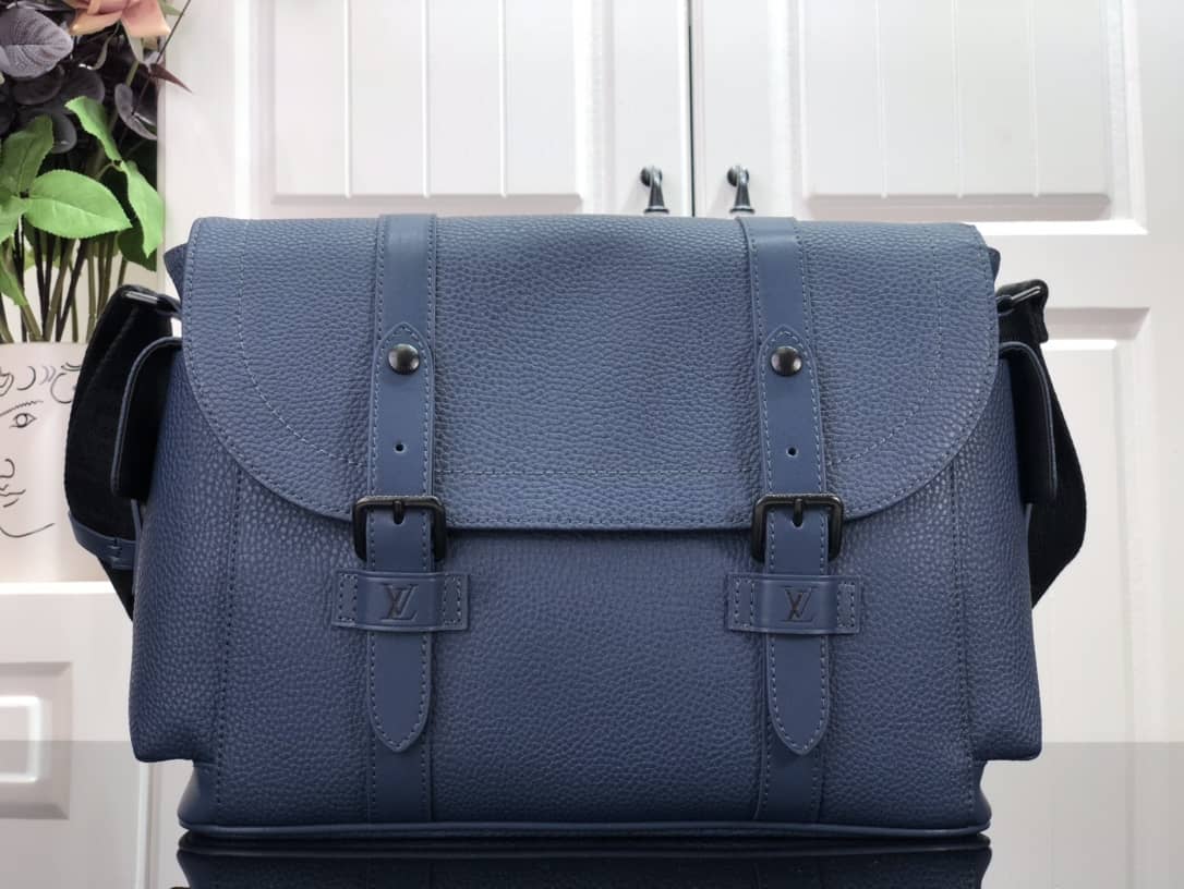 Louis Vuitton Trunk Taurillon Leather Messenger Bag Replica Blue M58494