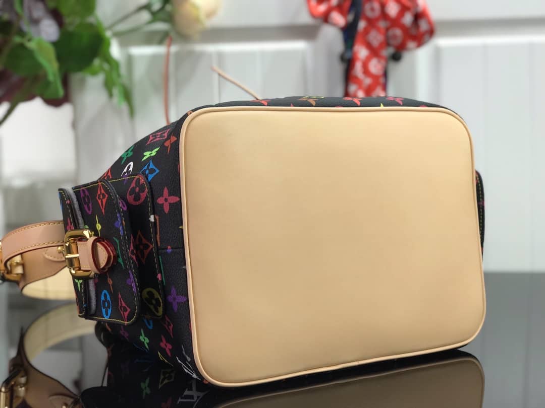 Louis Vuitton Monogram Multicolor Petit Noe Replica Shoulder Bag Black M42229