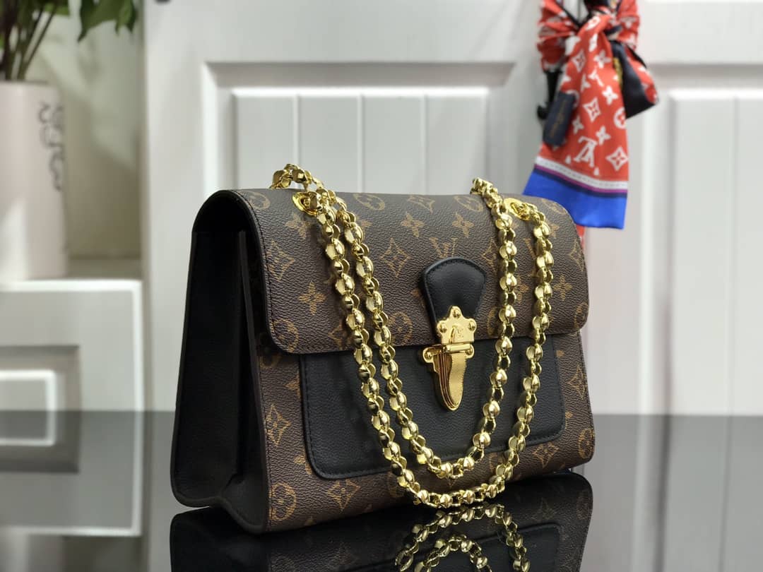 Louis Vuitton Monogram Canvas Victoire Chain Bag Replica Black M41731