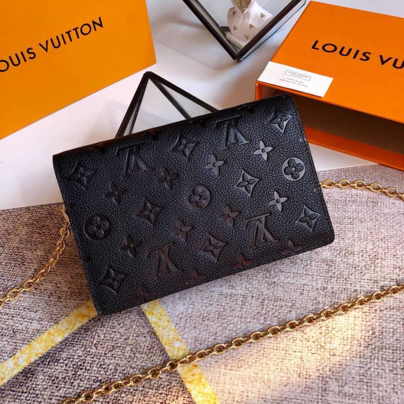 Louis Vuitton Monogram Empreinte Vavin Chain Long Wallet Replica Black M67839