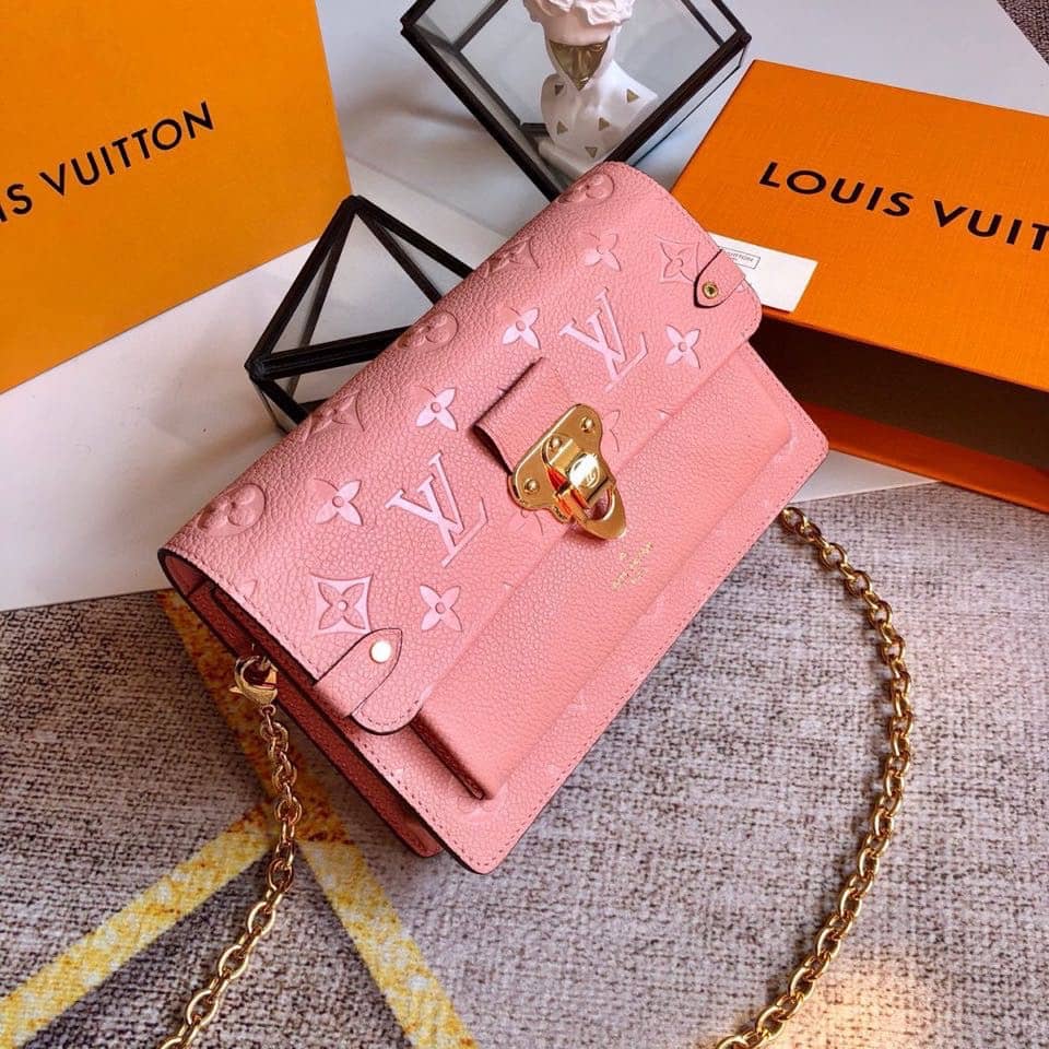 Louis Vuitton Monogram Empreinte Vavin Chain Long Wallet Replica Pink M67839