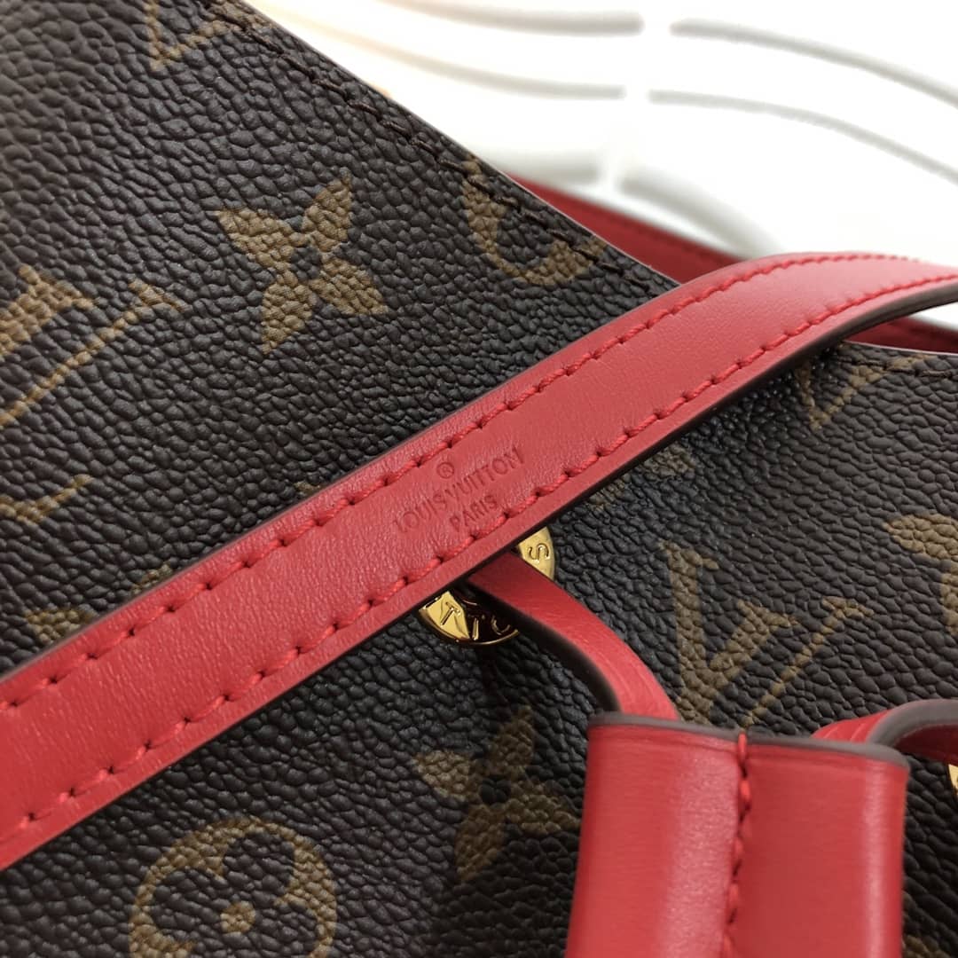 Louis Vuitton Neonoe Replica Bucket Bag Brown Red M44020
