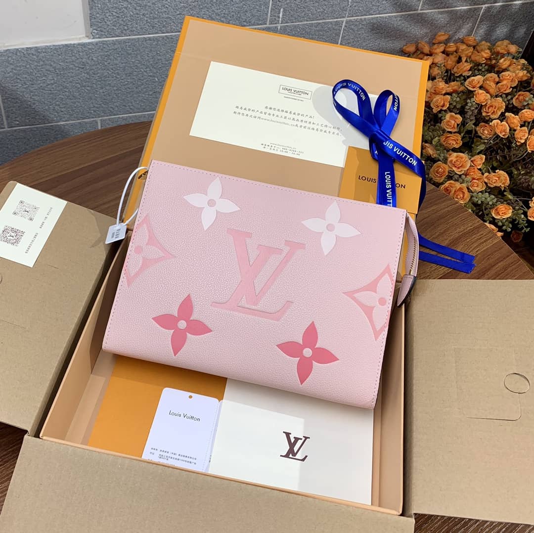 Louis Vuitton Summer Toiletry Pouch Monogram Empreinte Replica Pink M80504