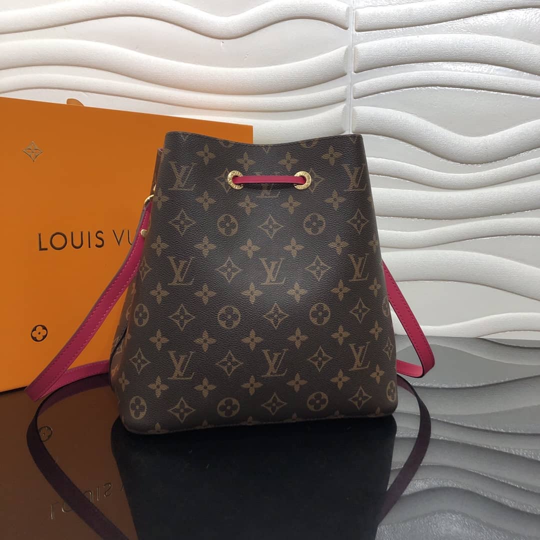 Louis Vuitton Neonoe Replica Bucket Bag Brown Pink Red M44020