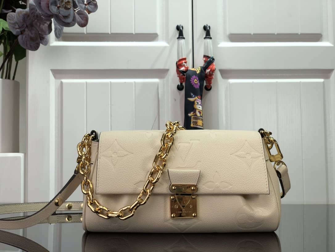 Louis Vuitton Favorite Monogram Empreinte Leather Replica Shoulder Bag Beige M45836