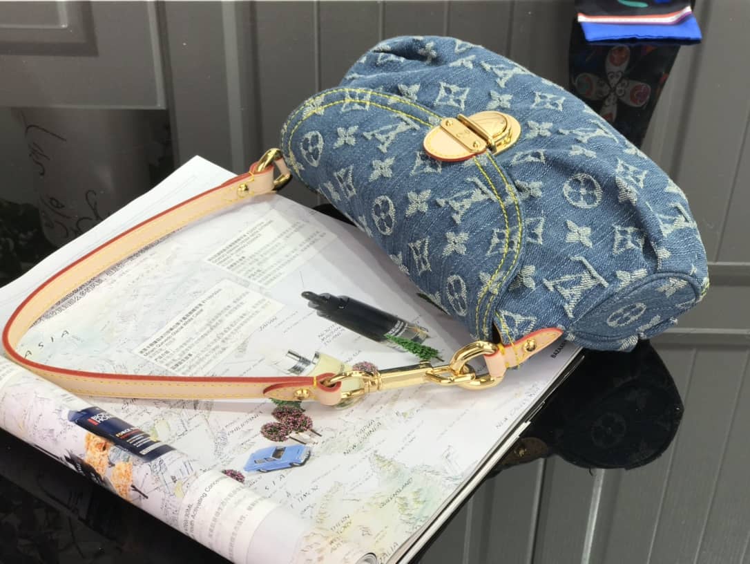 Louis Vuitton Monogram Denim Mini Pleaty Replica Shoulder Bag Blue M95050