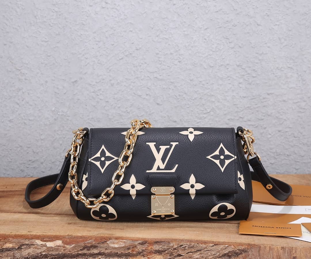 Louis Vuitton Favorite Shoulder Monogram Empreinte Replica Leather Bag Black M45836
