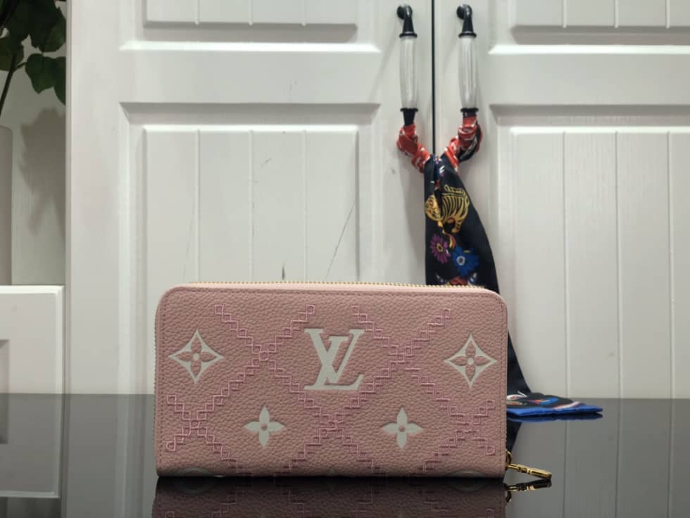 Louis Vuitton Wallet Dupe Zippy Monogram Empreinte Leather Pink M81141