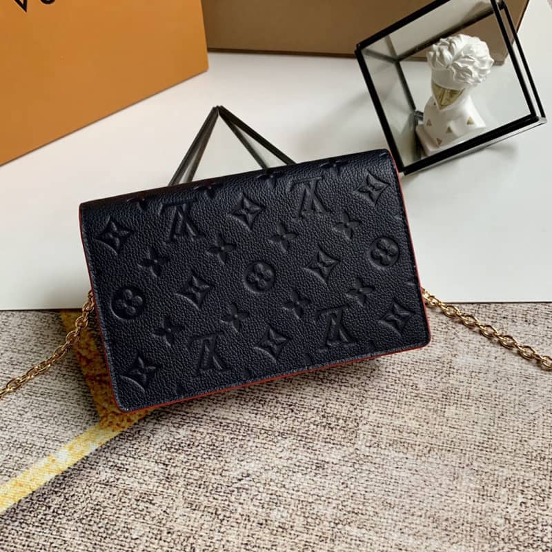 Louis Vuitton Monogram Empreinte Vavin Chain Long Wallet Replica Blue M67839