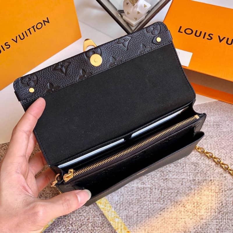 Louis Vuitton Monogram Empreinte Vavin Chain Long Wallet Replica Black M67839