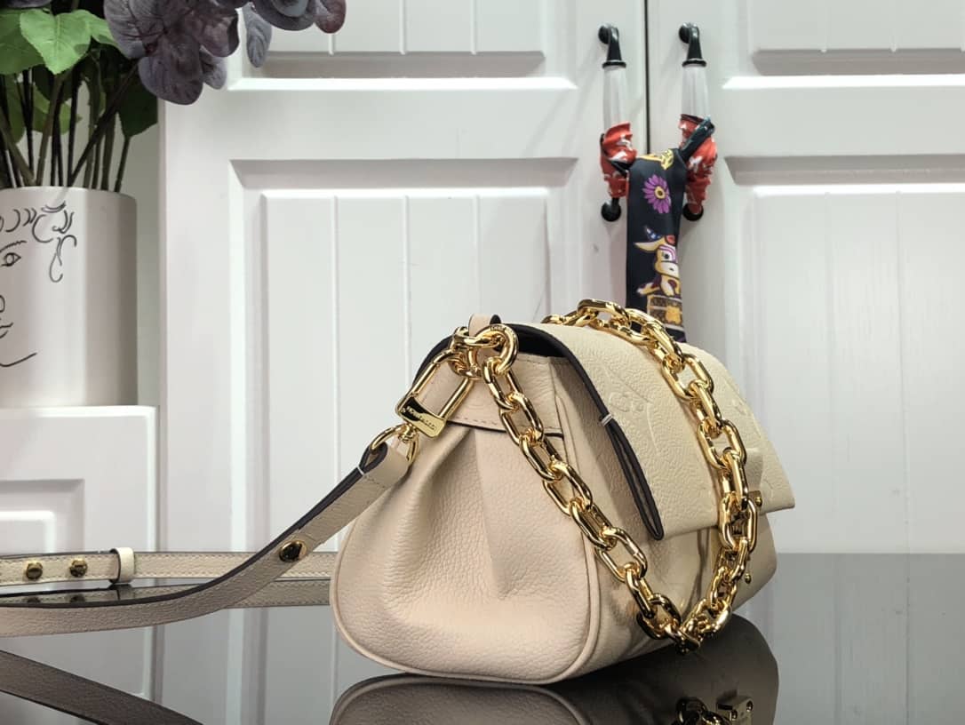 Louis Vuitton Favorite Monogram Empreinte Leather Replica Shoulder Bag Beige M45836