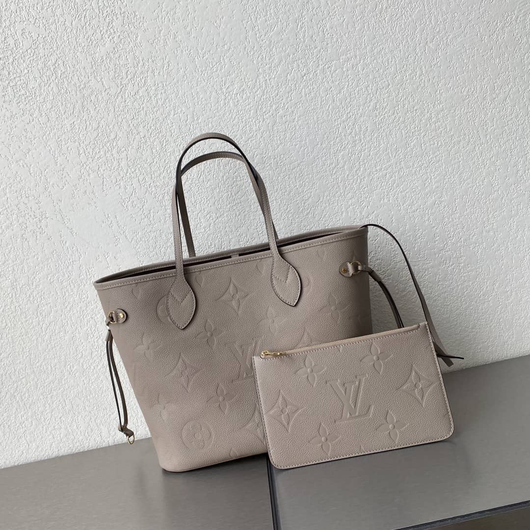Louis Vuitton Neverfull Dupe MM Monogram Empreinte Leather Bag Replica Gray M45685