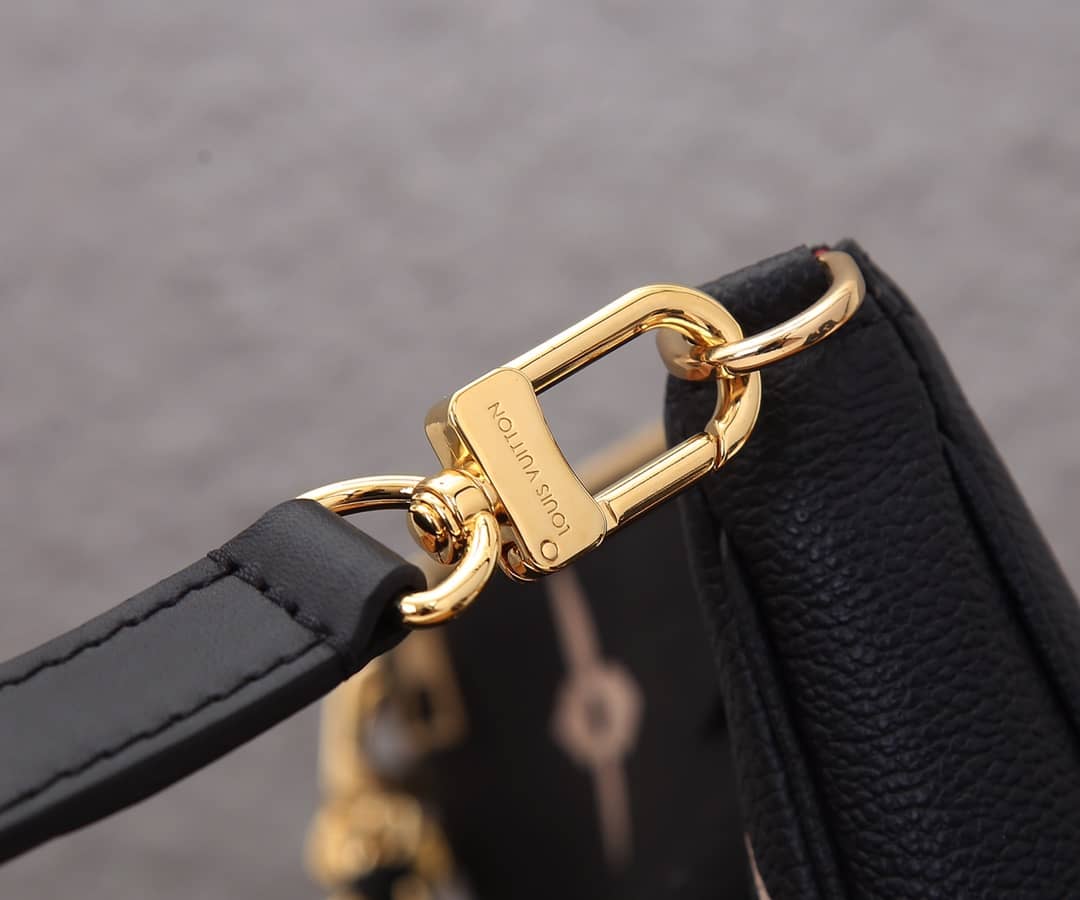 Louis Vuitton Pochette Monogram Empreinte Cowhide Leather Replica Crossbody Bag Black M45777