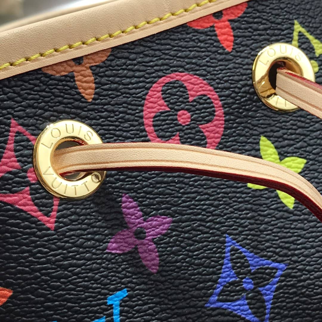 Louis Vuitton Monogram Multicolor Petit Noe Replica Shoulder Bag Black M42229