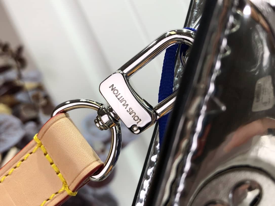 Louis Vuitton Sac Plat Monogram Mirror Coated Shoulder Bag Replica Silver M45884