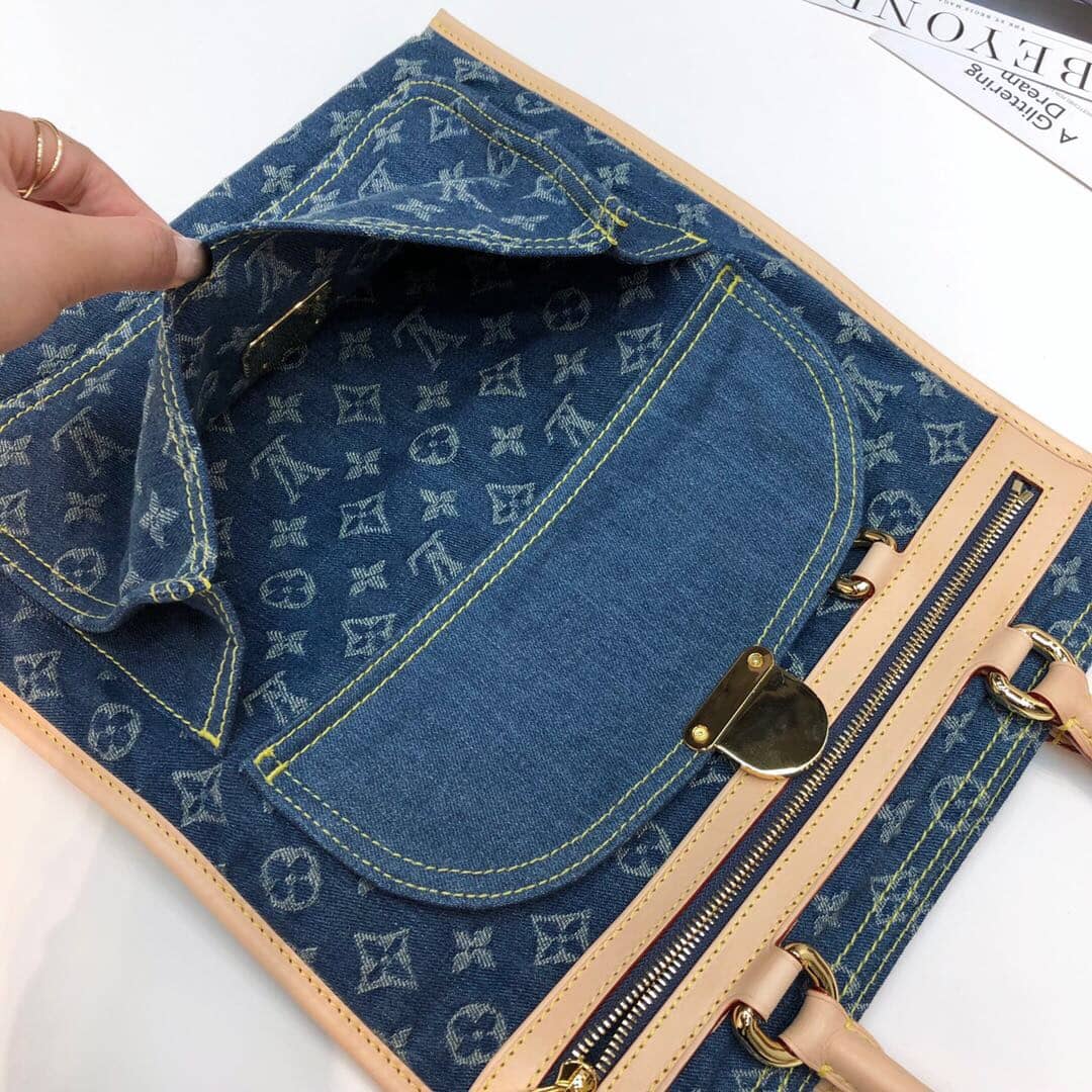 Louis Vuitton Monogram Denim Flat Shopper Tote Replica M95018