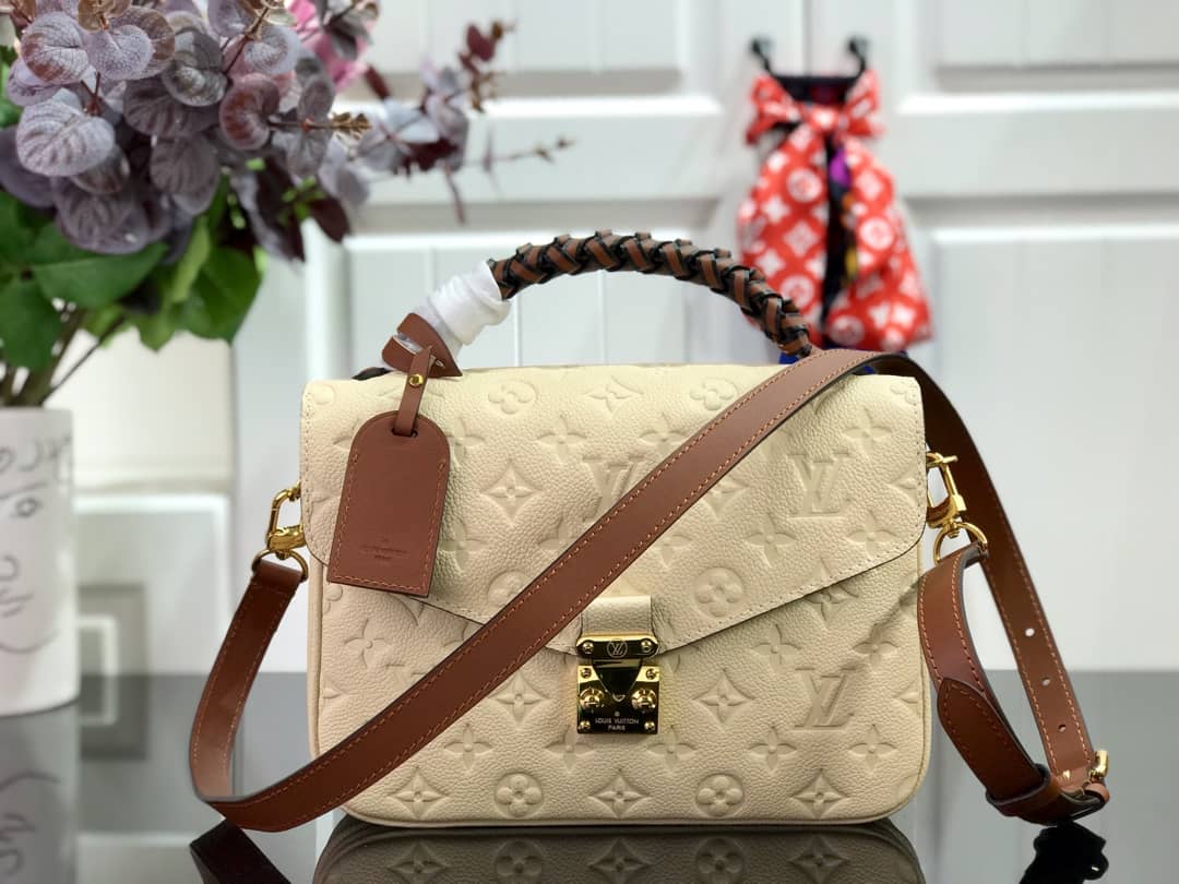 Louis Vuitton Pochette Metis Braided Monogram Empreinte Replica Beige M43942