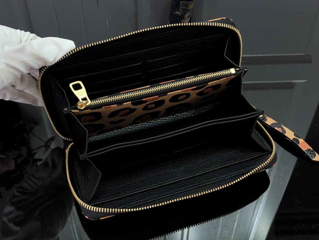 Louis Vuitton Monogram Empreinte Leather with Animal-Print Zippy Wallet Replica Black M80680