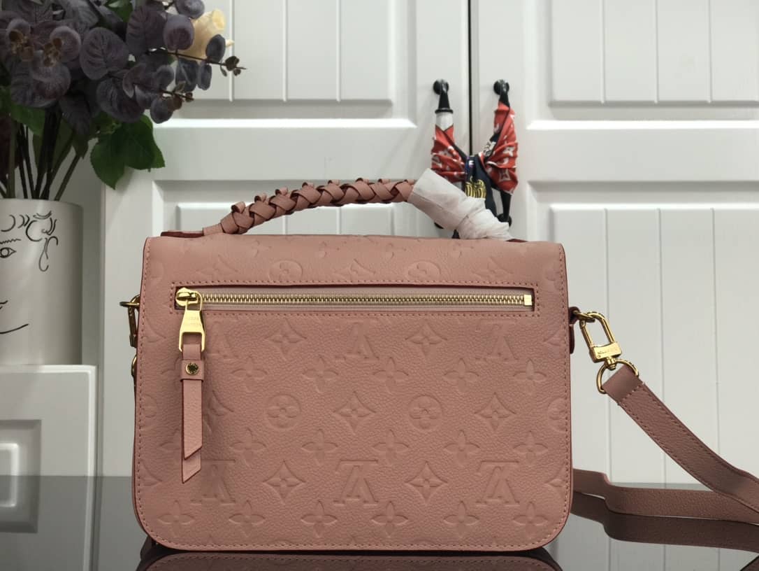 Louis Vuitton Pochette Metis Braided Monogram Empreinte Replica Pink M43942