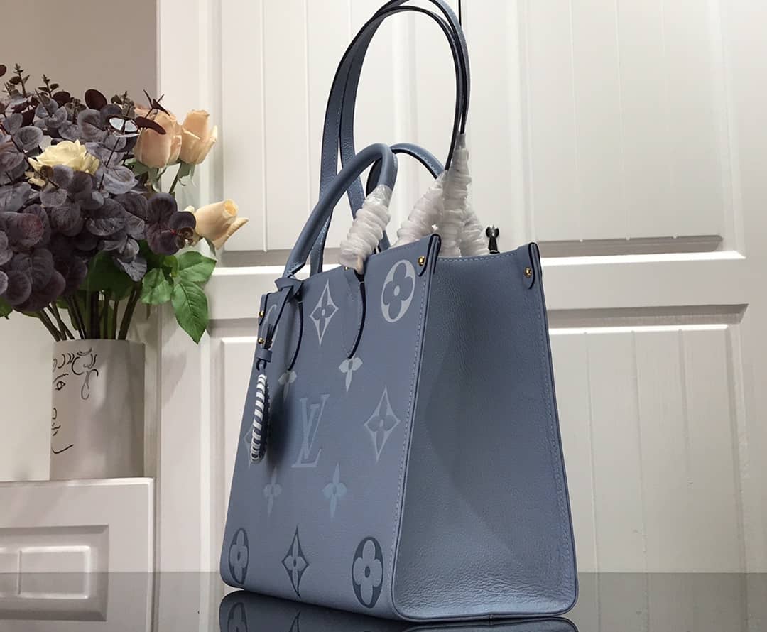 Louis Vuitton On the Go MM Monogram Empreinte Two-way Tote Replica Blue M45717