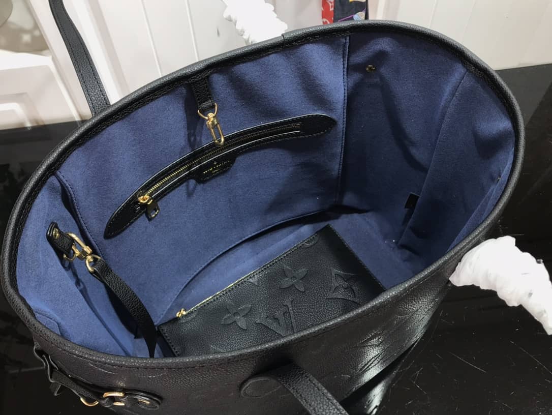 Louis Vuitton Neverfull MM Monogram Empreinte Tourterelle Bag Replica Black M45686