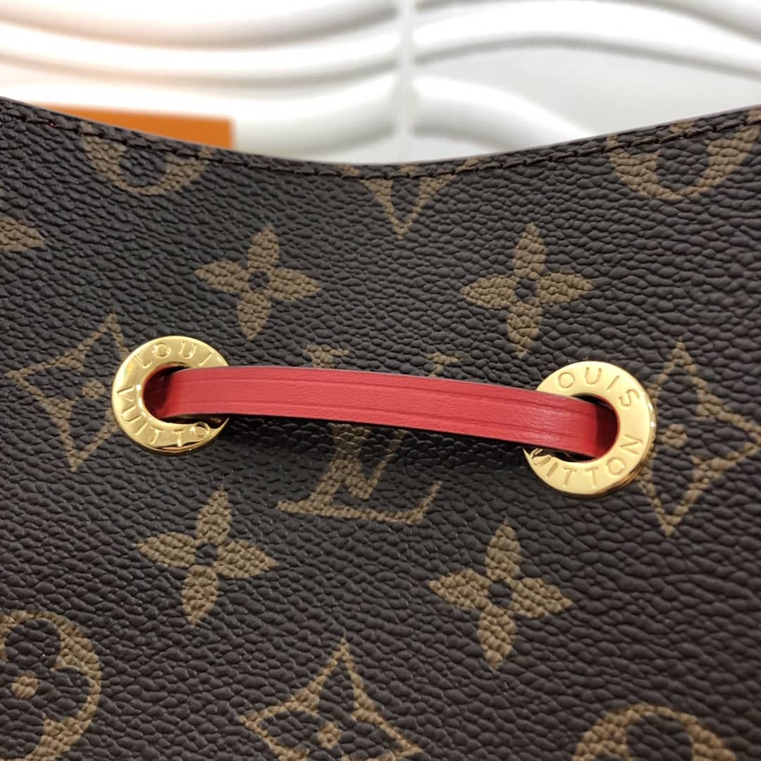 Louis Vuitton Neonoe Replica Bucket Bag Brown Red M44020
