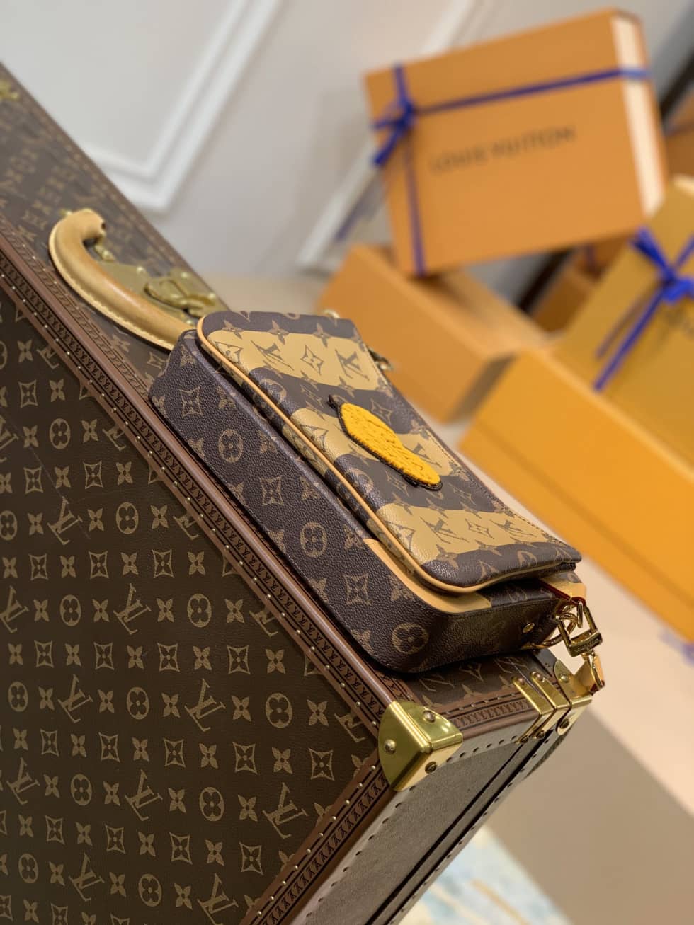 Louis Vuitton x Nigo Trio Monogram Stripes Brown M45965 Replica Messenger Bag