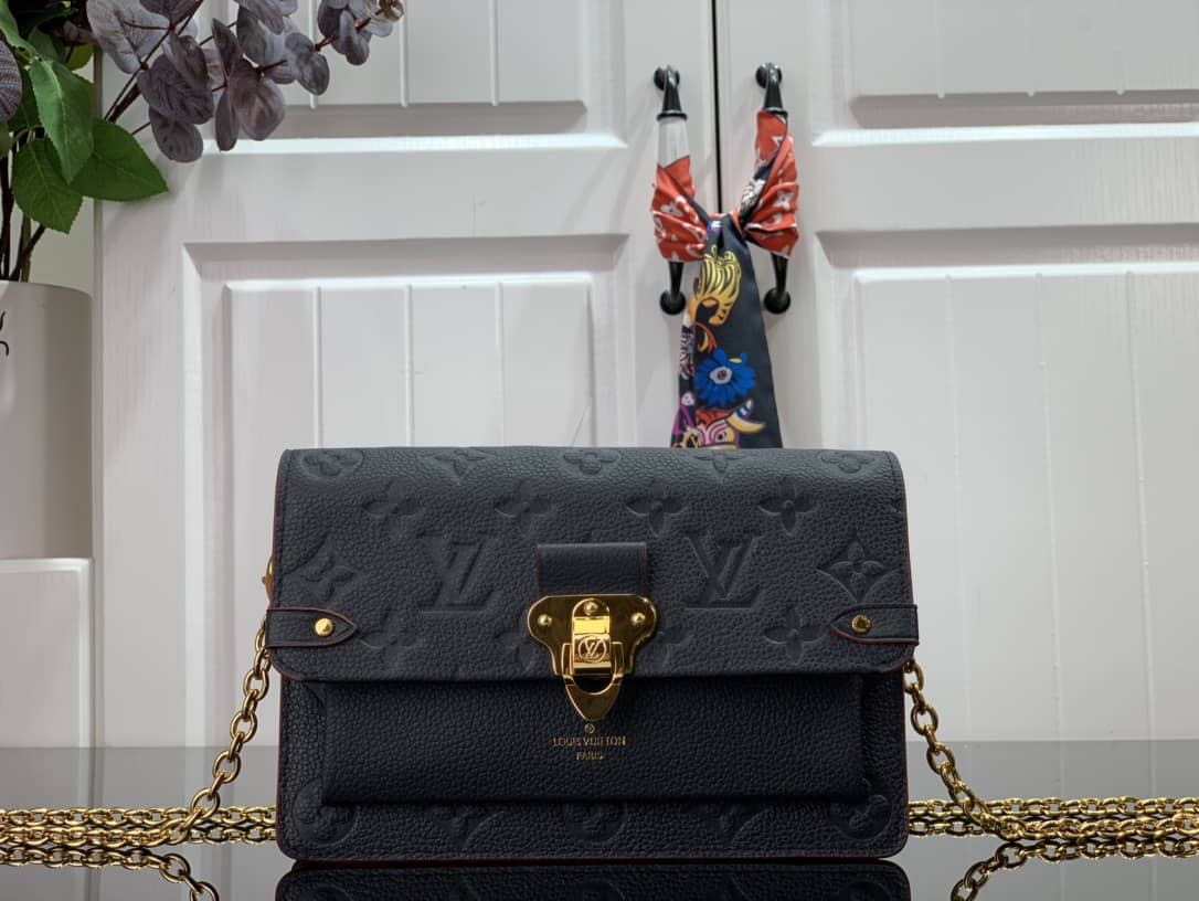 Louis Vuitton Monogram Empreinte Vavin Chain Long Wallet Replica Black M67839