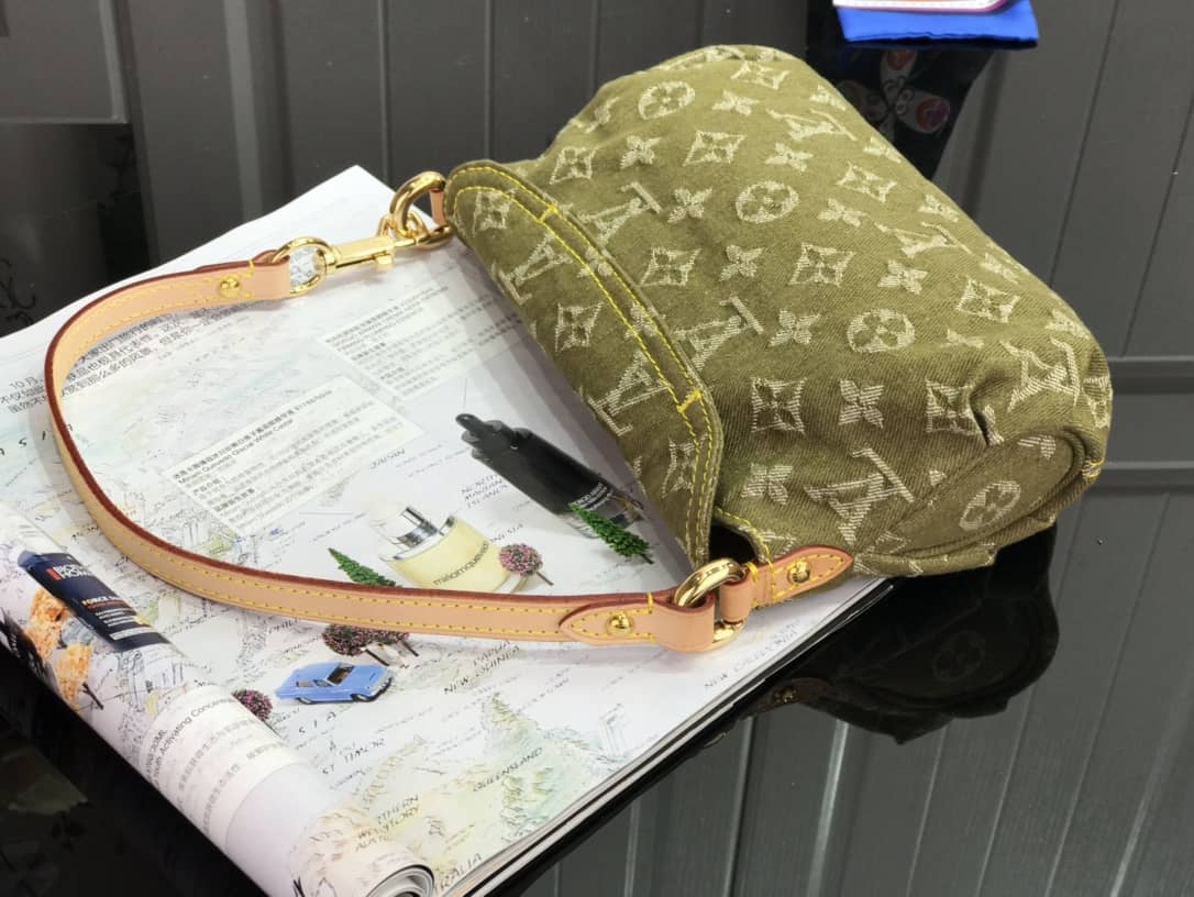 Louis Vuitton Monogram Denim Mini Pleaty Replica Shoulder Bag Green M95050