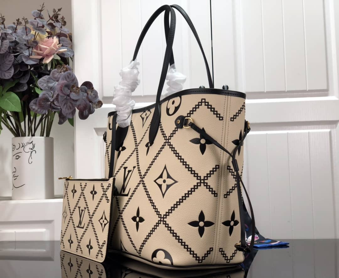 Louis Vuitton Monogram Empreinte Neverfull Cream M46039 Replica Tote