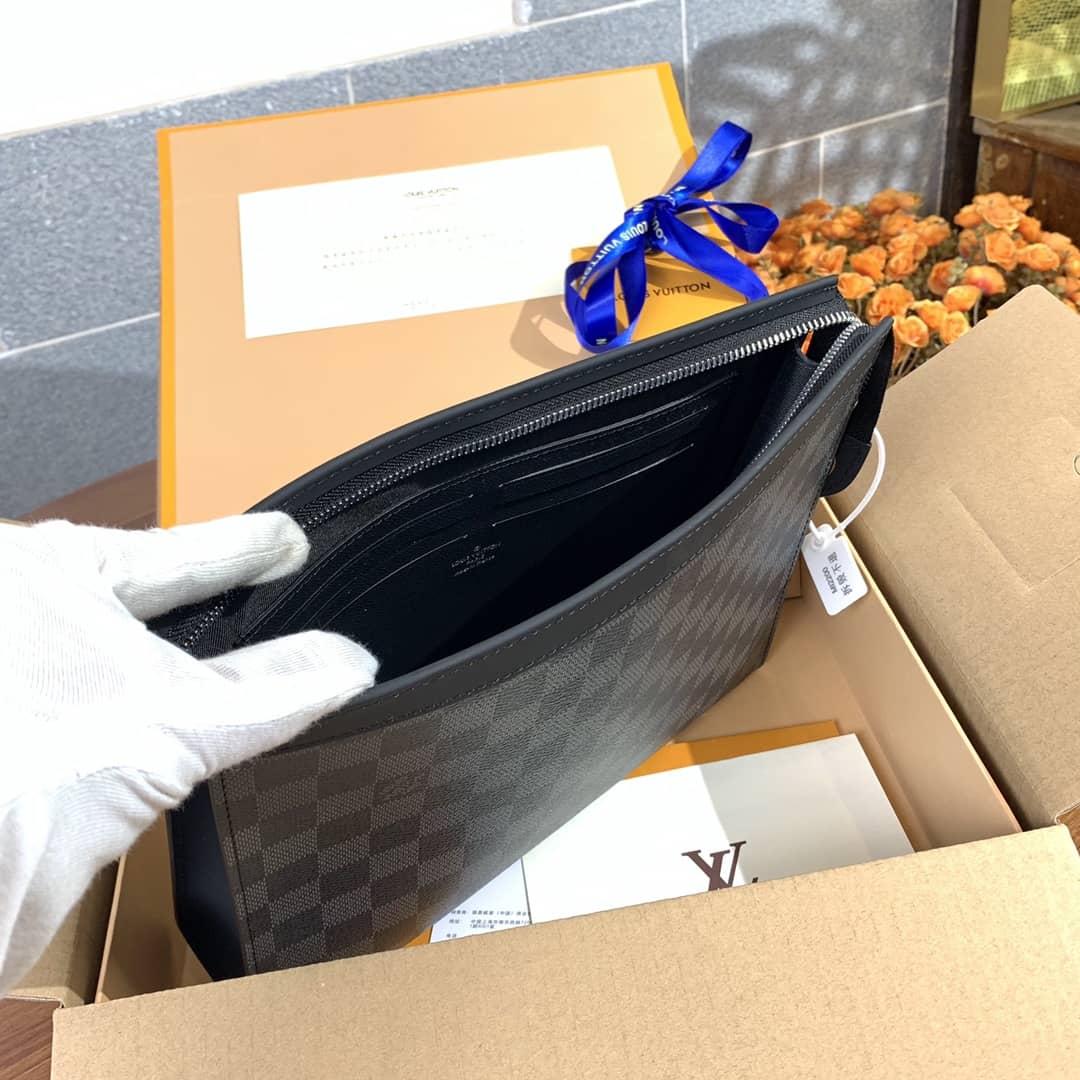 Louis Vuitton Pochette Voyage MM Damier Coated Canvas Clutch Replica N41696