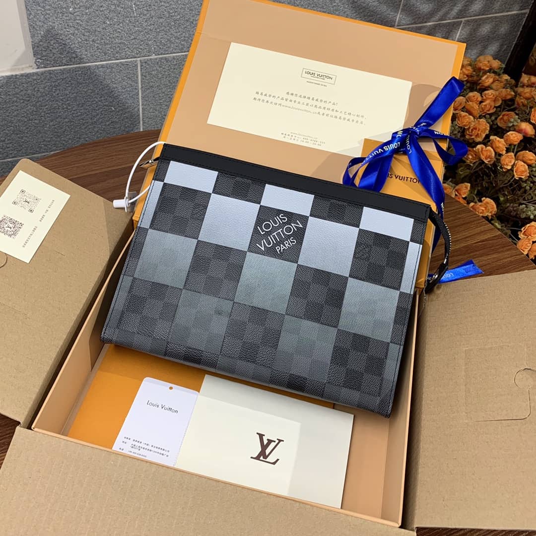 Louis Vuitton Pochette Voyage MM Damier Giant Canvas Replica Orange N60412