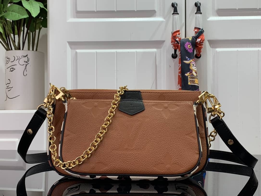 Louis Vuitton Pochette Monogram Empreinte Cowhide Leather Replica Crossbody Bag M45777