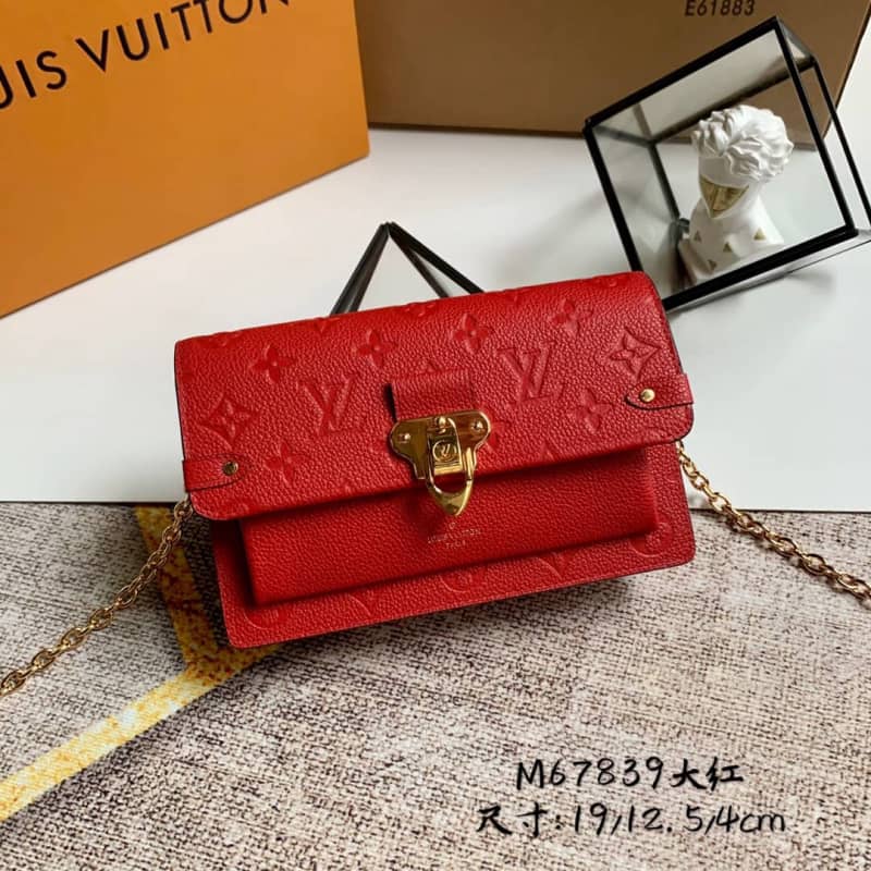 Louis Vuitton Monogram Empreinte Vavin Chain Long Wallet Replica Red M67839