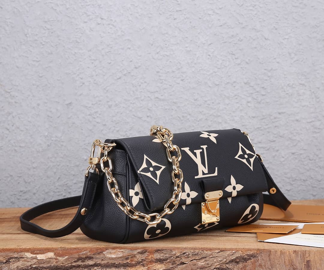Louis Vuitton Favorite Shoulder Monogram Empreinte Replica Leather Bag Black M45836
