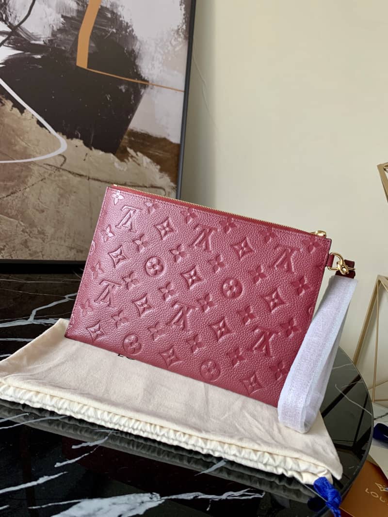 Louis Vuitton Pochette Melanie MM Monogram Empreinte Replica Clutch Purple M68705