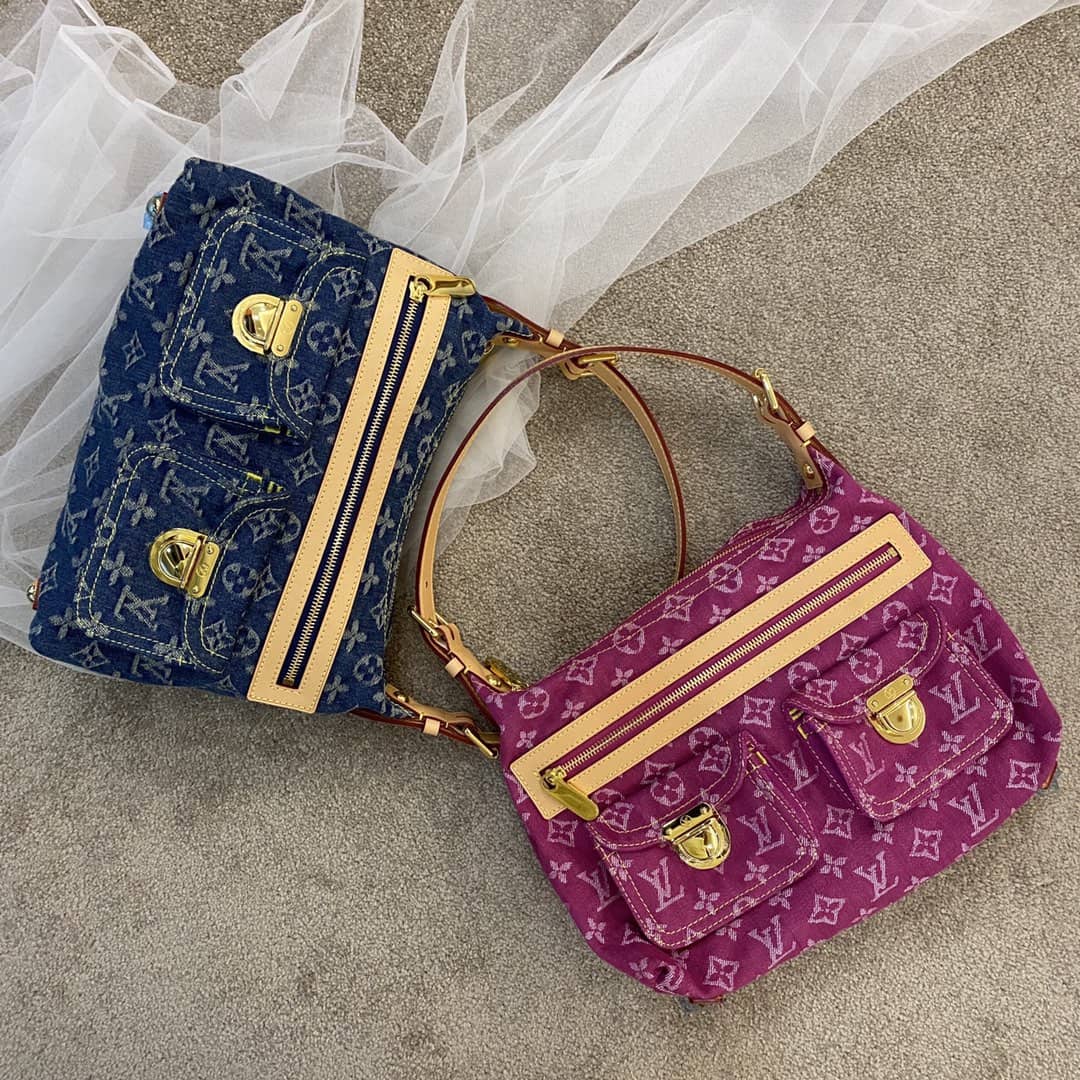 Louis Vuitton Monogram Denim Baggy PM Bag Replica Blue M44464